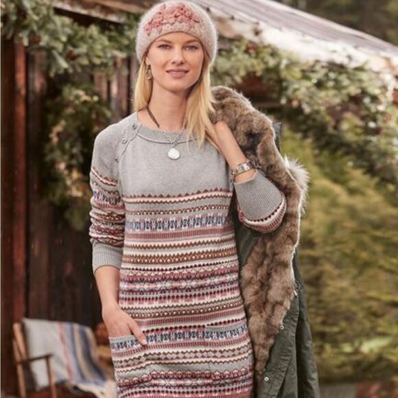 SUNDANCE Elise Fair Isle Sweater Dress Women’s X-Small Multicolored Long Sleeve - Picture 3 of 13